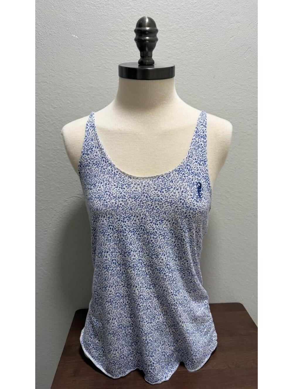Y2K Obey Blue Leopard Print Tank Top Womens S